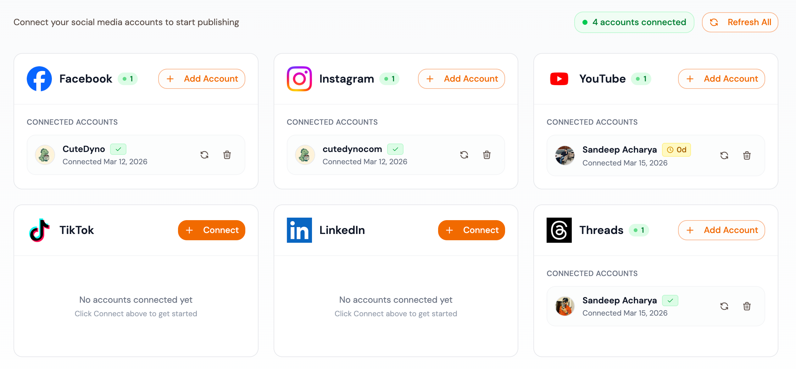 CuteDyno: connect social accounts securely